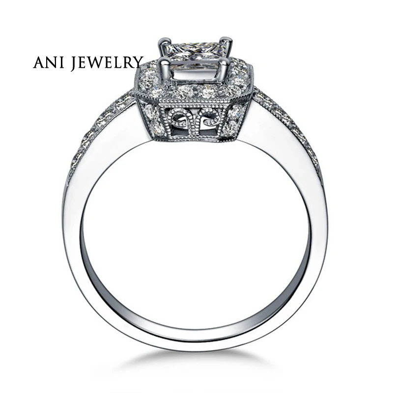 ANI 18K Белое Золото (AU750) Женское Обручальное кольцо 0 59 CT сертифицировано I/SI1