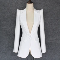 top quality 2020 new stylish designer blazer womens shrug shoulder single button white blazer jacket