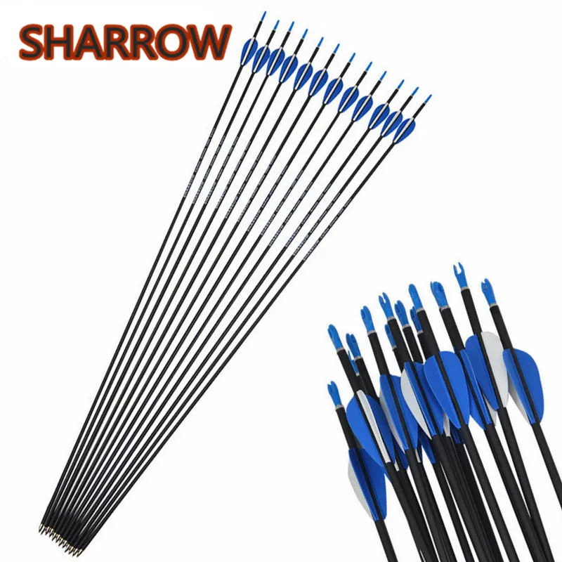 12/24Pcs 32" Archery Carbon Arrows Spine 1200 Target Points Practice Compound Recurve Bow Outdoor Hunting Shooting Accessories | Спорт и