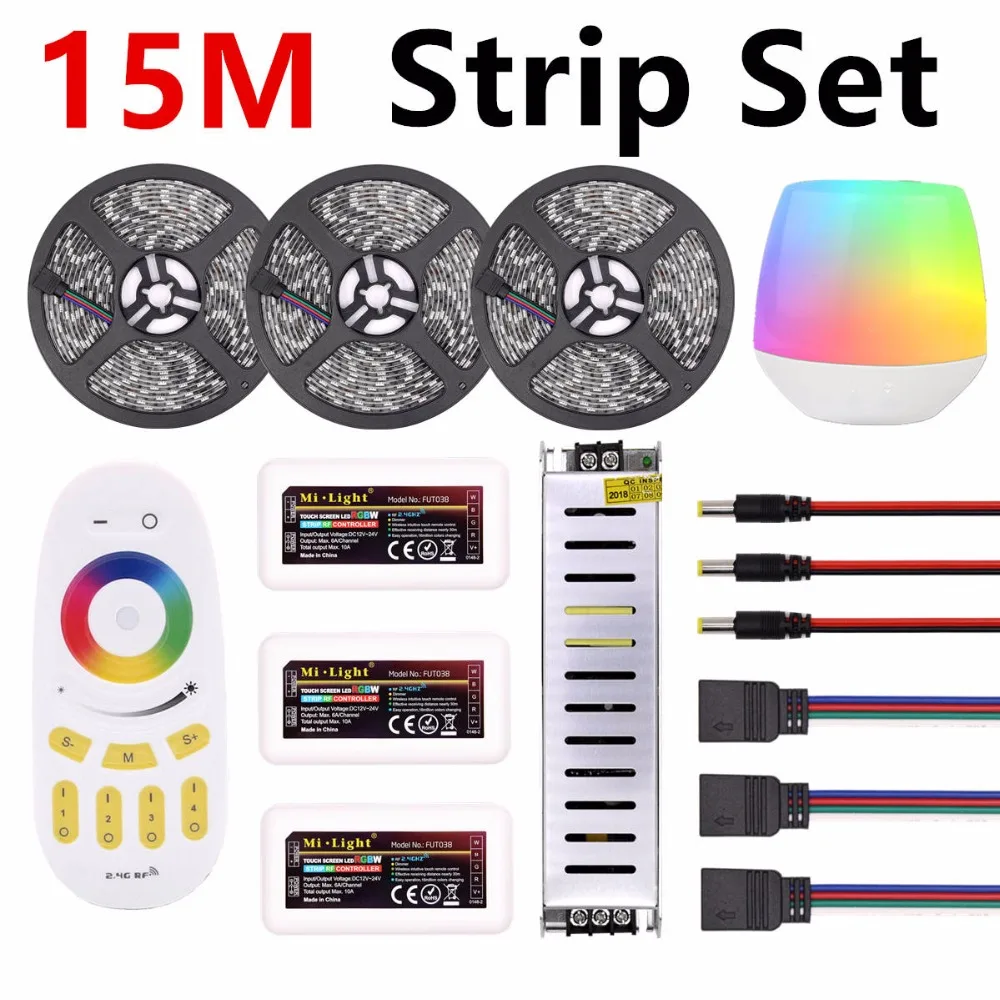 Mi Light Wi Fi Светодиодная лента 5050 RGBW RGBWW RGB 5 м 10 15 20 DC 12 В светодио дный в светодиодная