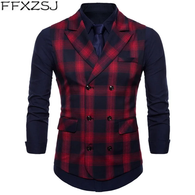 

Мужской деловой Блейзер FFXZSJ, повседневный двубортный жилет в полоску, с V-образным вырезом, модная жилетка женская, в английском стиле, стиль...