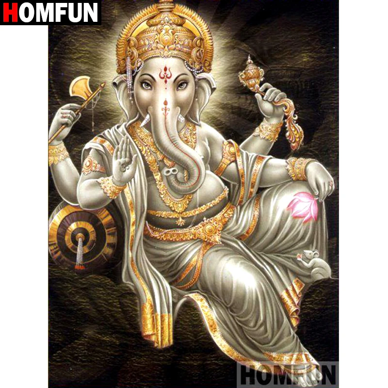 

HOMFUN Full Square/Round Drill 5D DIY Diamond Painting "Religious elephant" Embroidery Cross Stitch 3D Home Decor Gift A13290