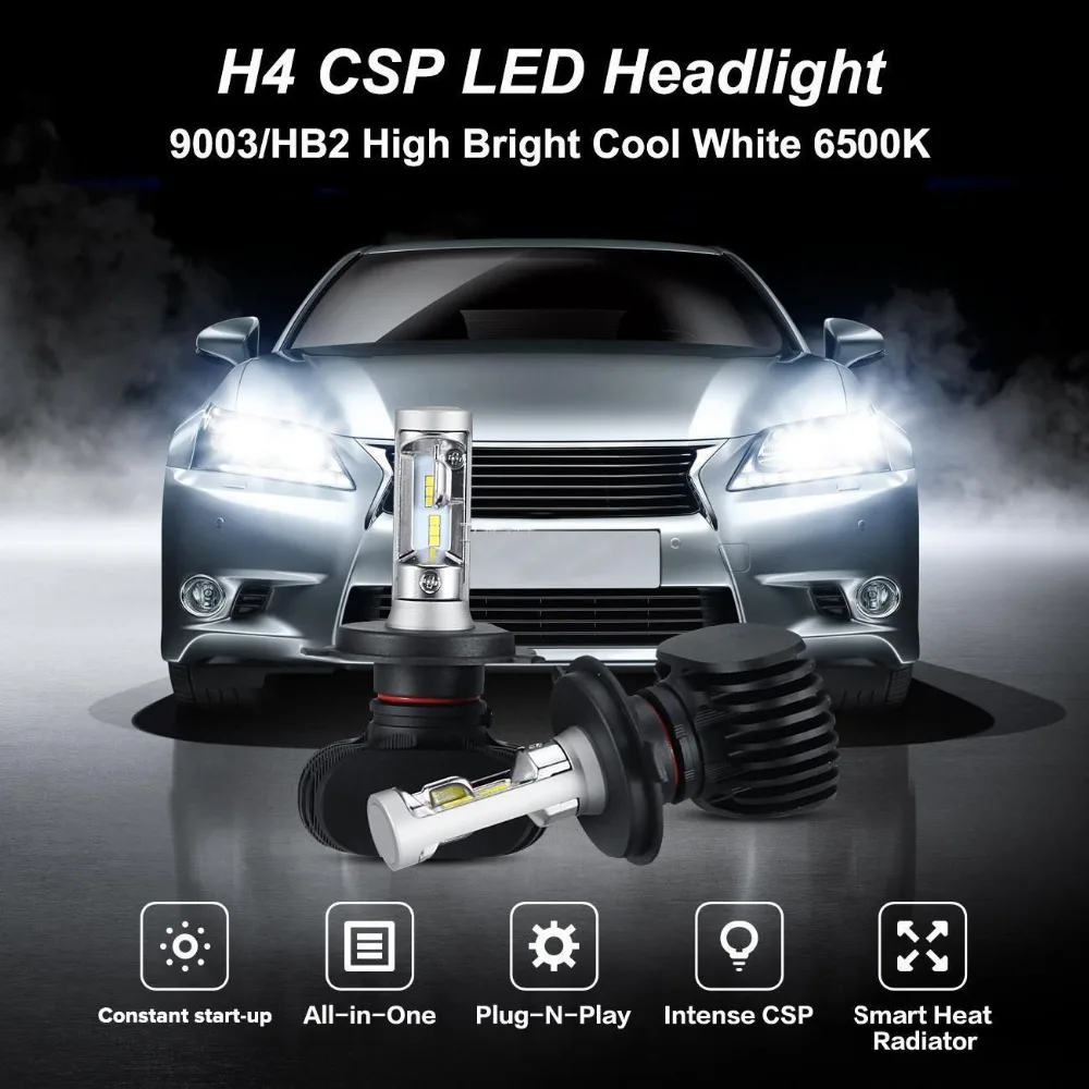 2 шт. H4 H7 Led H1 H3 Автомобильная фара S1 H11 50 Вт 8000LM автомобильная лампа csp 9005 HB3 9006 HB4|9006