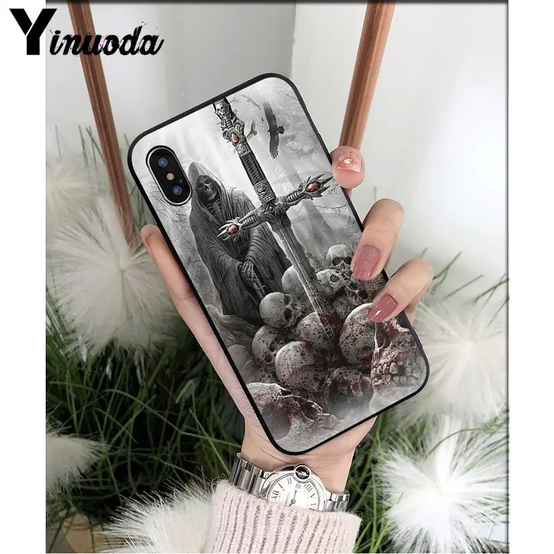 Yinuoda Grim reaper череп скелет DIY Роскошный Высокий протектор на конце чехол для iPhone X XS MAX 6 6S 7 7plus 8 8Plus 5 5S XR