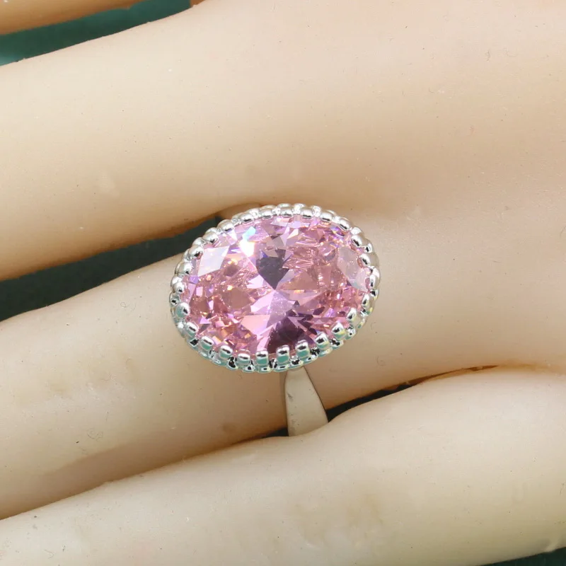Серебро 925 Ювелирные наборы для женщин модные розовые серьги с камнями