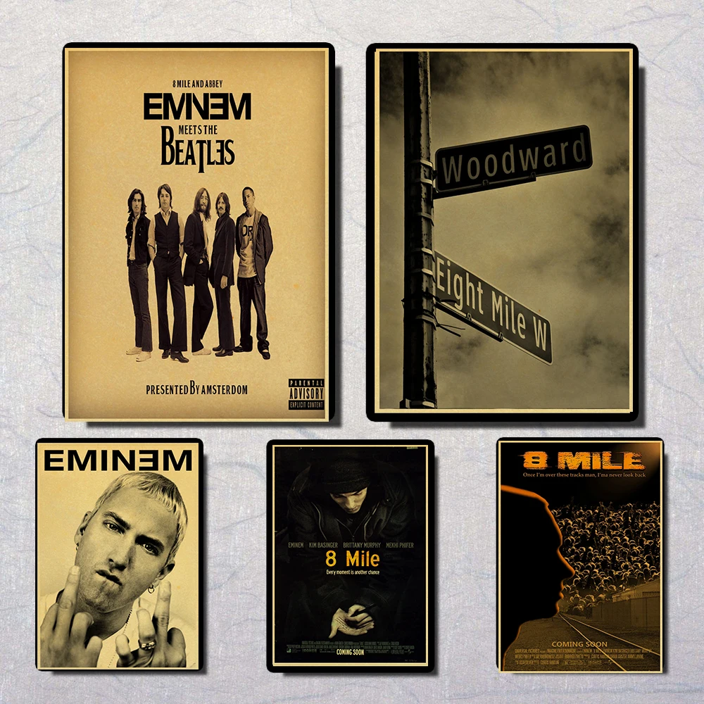 8 миля рэп художника Ретро плакат стикер Рэп Бог плакат Eminem крафт-бумага декоративная наклейка на стену