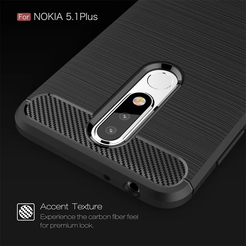 TRISEOLY чехол для телефона из углеродного волокна Nokia 5 1 Plus матовая ТПУ Резина
