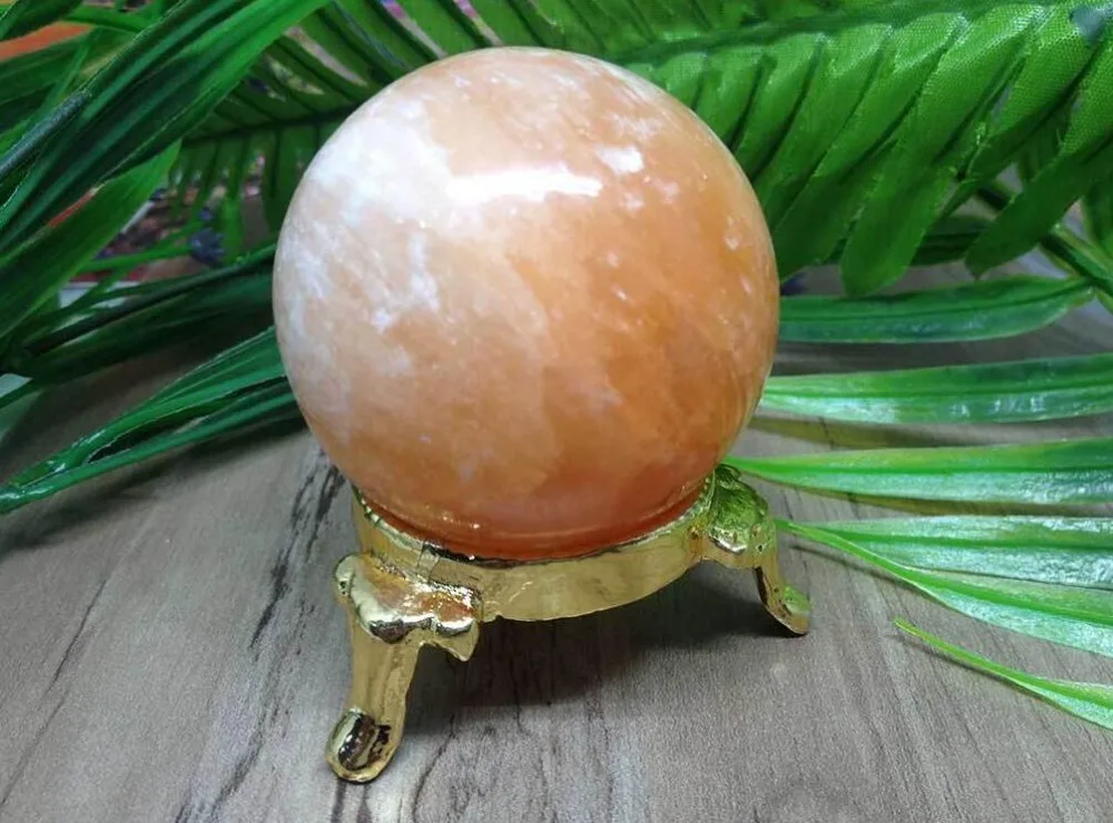 Оранжевая селенитная Сфера идеально подходит для исцеления кристаллов | Дом и