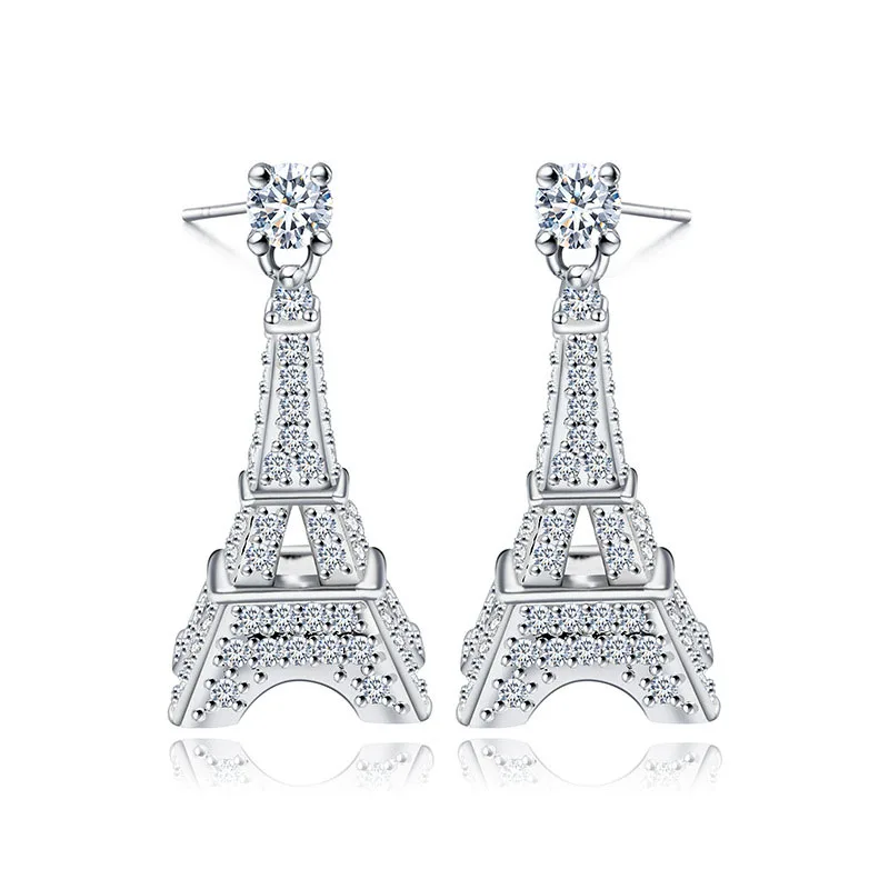

SLBRIDAL Vintage Prong Setting Cubic Zircon Drop Earrings CZ Dangle Earring Fashion Girls Daily Earring