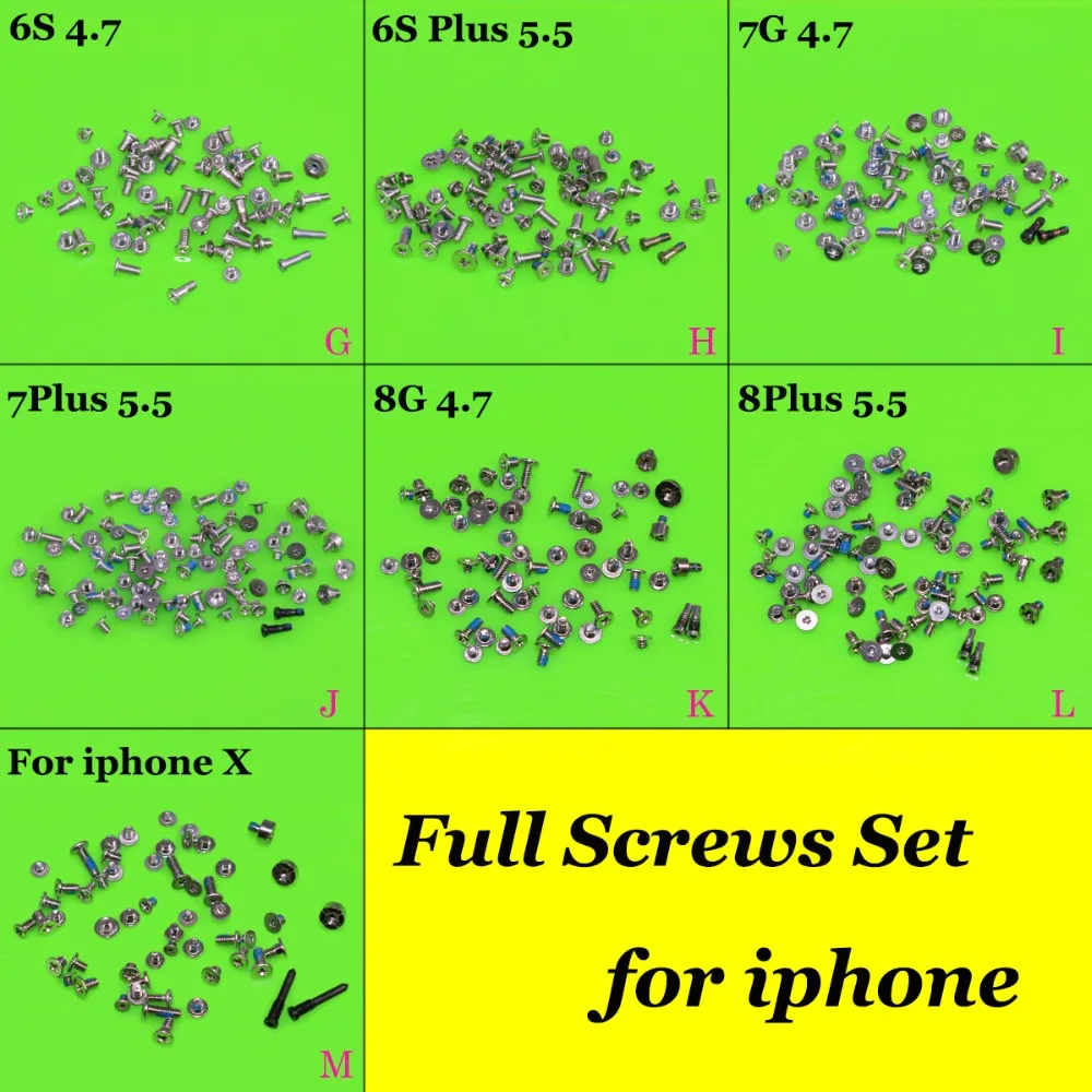Полный комплект винтов для ремонта iPhone 4 5 6 plus 4G s 7 7plus 8 8Plus 8X Аксессуары мобильных