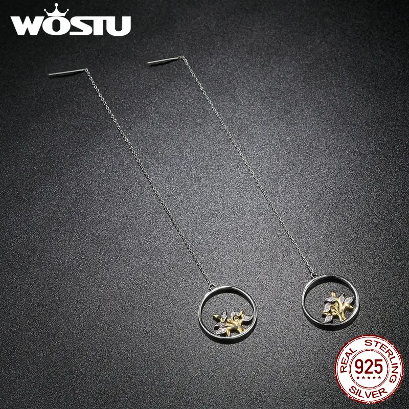 WOSTU Аутентичные 925 пробы Серебряные золотые искренности дерево любви Длинные