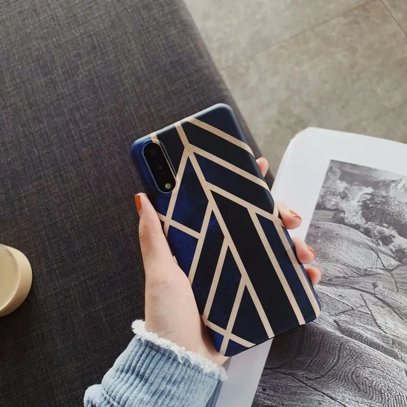 Модный чехол в синюю полоску для Huawei P30 Pro силиконовый P20 Mate 20 оболочка Чехлы