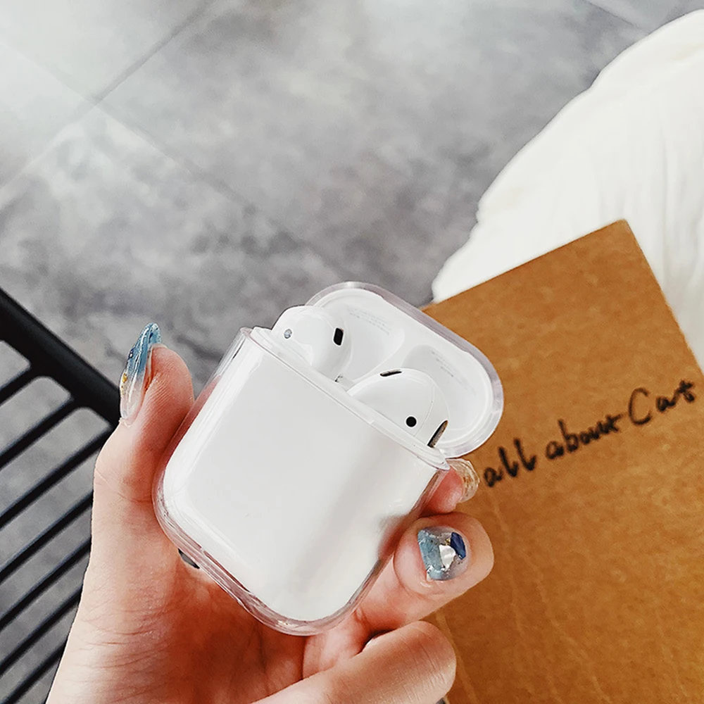 Прозрачный чехол жесткий милый защитный для AirPods футляр наушников|Аксессуары