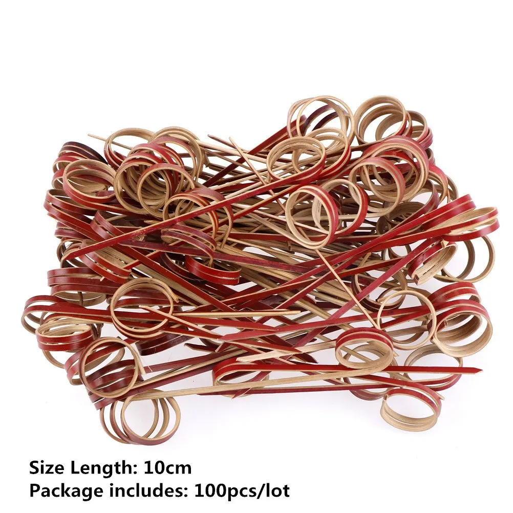 100PCS 50 шт/80 шт/100 шт бамбуковые палочки для еды буфет фрукт для кекса вилка вечерние десертные растительные палочки Коктейльные зубочистки шпажки - Цвет: 100PCS