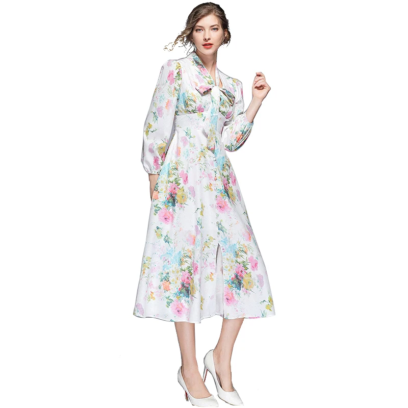 Trytree лето осень Романтическое Платье-рубашка с цветочным принтом женские платья