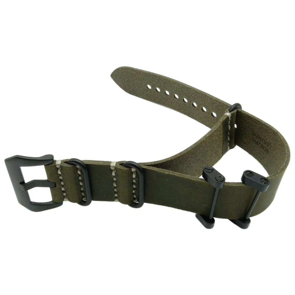 24mm Crazy Horse Rough Hand Wax Genuine Leather Military Watch Strap Band  For Suunto Core Traverse +  Adapters + Screwdriver