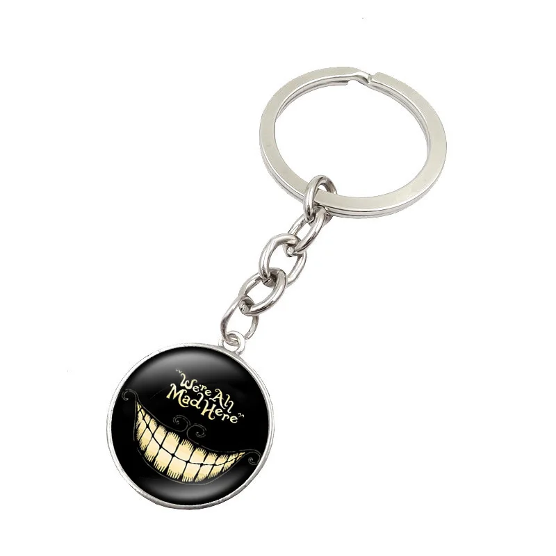 Брелок для ключей из фильма Алиса в стране чудес круглый стеклянный кулон брелок