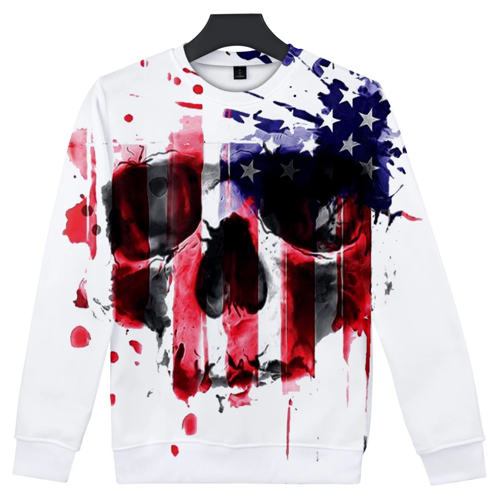 

Aikooki New Fashion Independence Day Sweatshirt Men/Women Long Sleeve Round Neck Capless Hoodies 3D Print July Fourth Hoodie Top