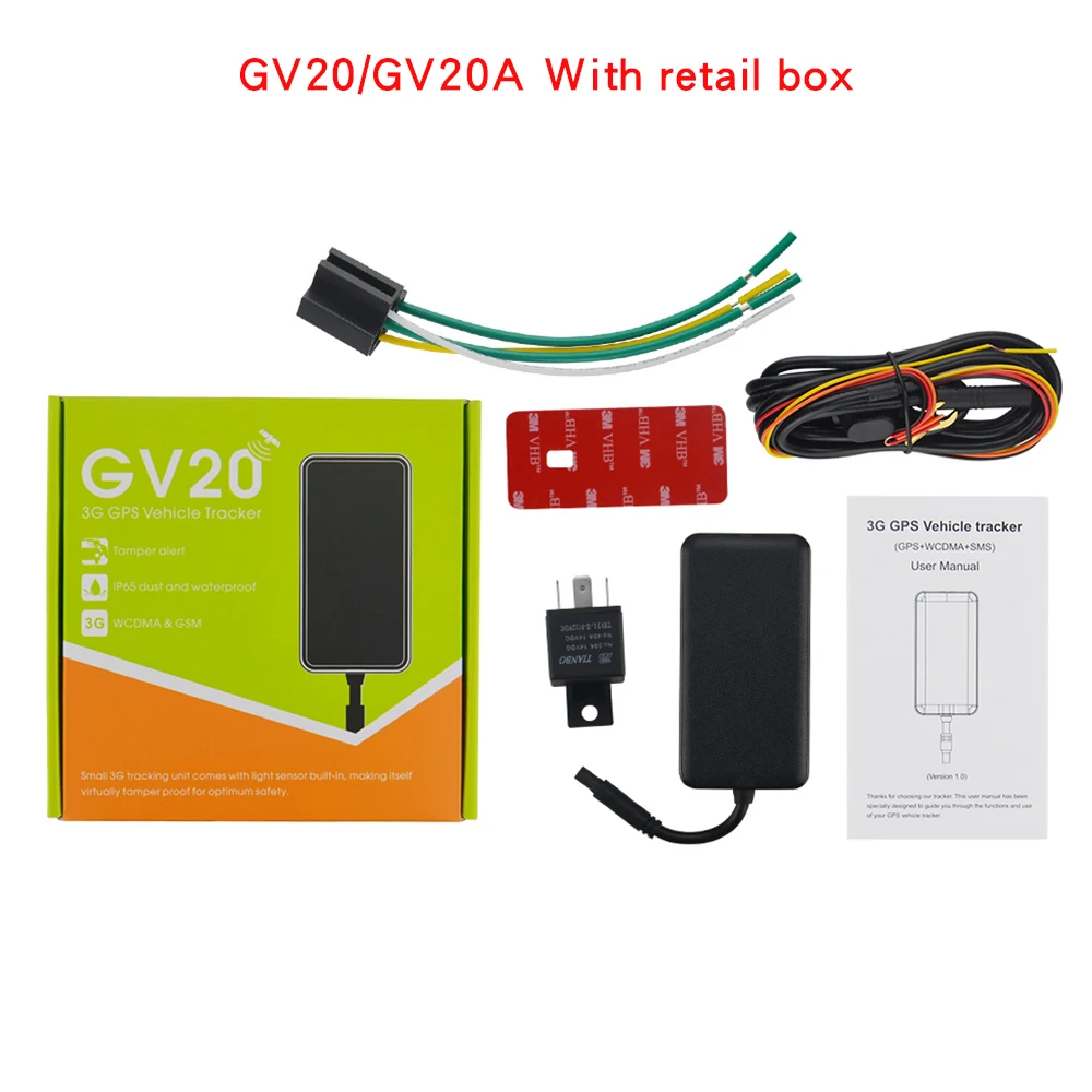 With box Многофункциональное устройство для транспортного средства GV20 GV20A 3g WCDMA gps трекер дистанционно контроль электричества масла ACC Обнаружение истории воспроизведения - Цвет: With box