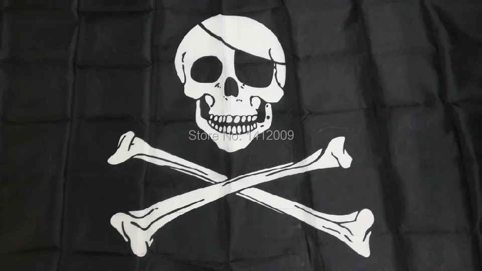 Бесплатная доставка 90*150 см висящий один кусок пиратский Национальный флаг