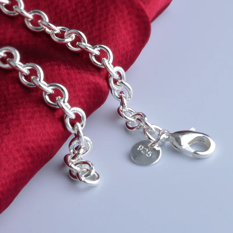 Панк классические круглые звенья цепи браслеты для мужчин женщин посеребренные