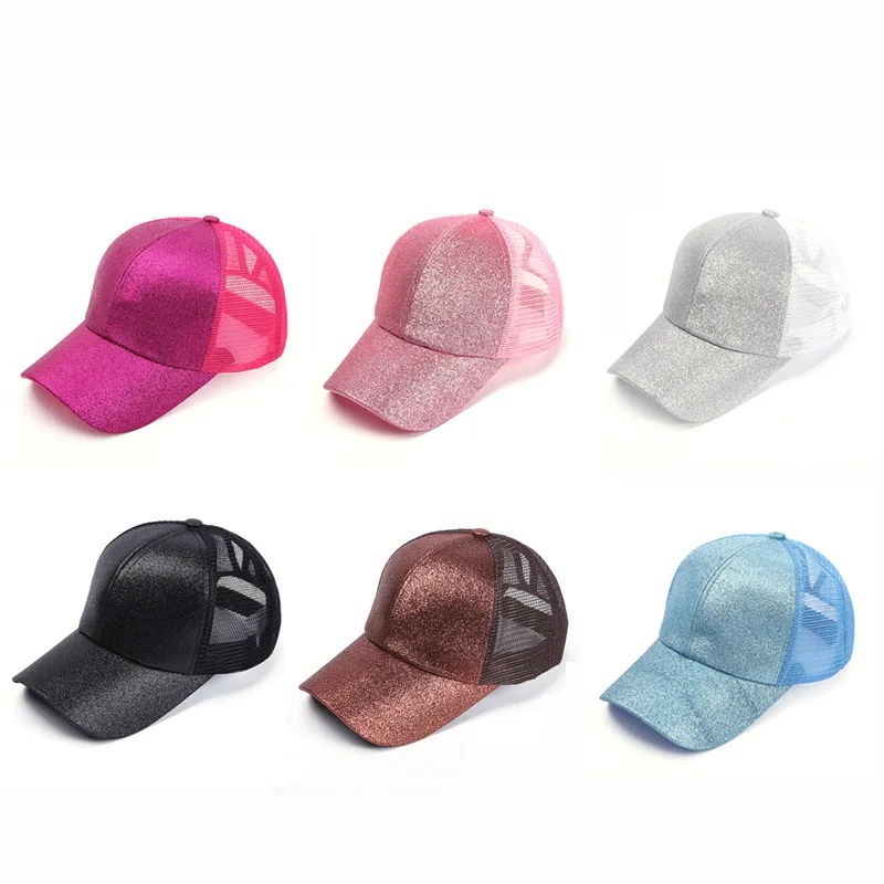 Женская кепка для бега с блестящим хвостом Snapback летняя сетчатая Кепка