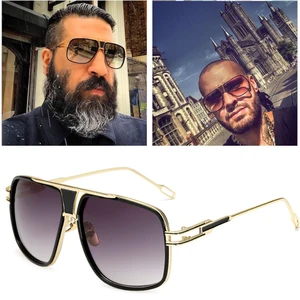 18K Gold Plated Square Men Sunglasses Women Couple Flat Top Luxury Brand Design Ladies Sunglasses Sh in Pakistan