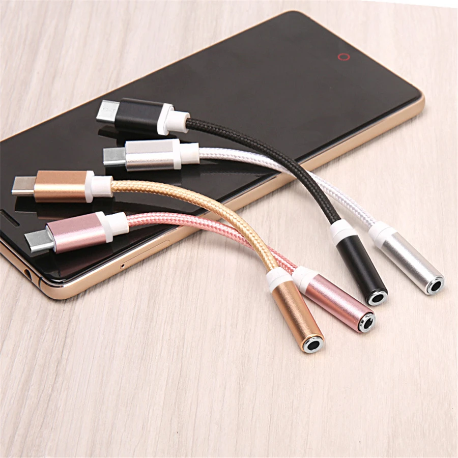 Type C to 3.5mm Earphone cable Adapter usb 3.1 Type C USB-C male to 3.5 AUX audio female Jack for Samsung s8 Huawei Xiaomi Mi 8