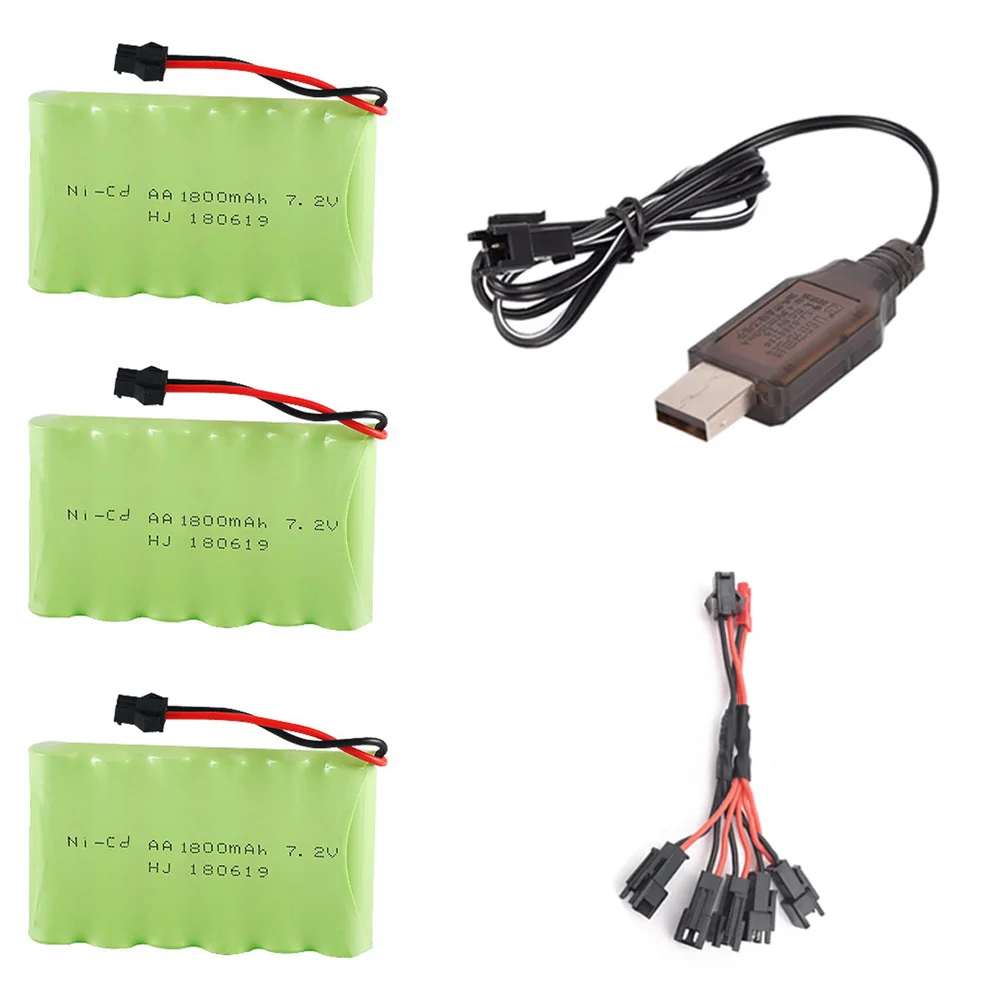 

7.2V 1800mah NI-CD Battery with USB charger 5in1 cable set for RC toy Car Boat RC toy model 7.2v NI-CD Battery free shipping