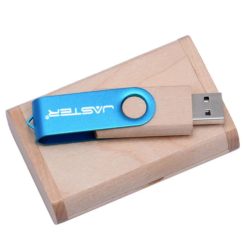 Blue JASTER 10 шт. бесплатный логотип цветной металл+ клен дерево usb флеш-накопитель 4g 8gb 16gb 32gb 64gb 128gb wediing персональные подарки - Цвет: Blue