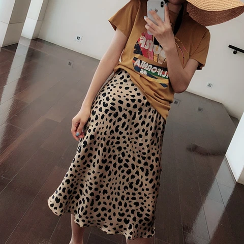 Женская Юбка-миди с леопардовым принтом, летняя облегающая юбка с высокой талией в стиле бохо, модель 2020 года