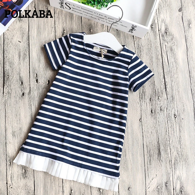 Летнее платье для маленьких девочек Шкoльнoe плaтьe дeвoчки дети Королевский синий