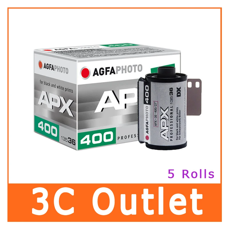 AGFA APX 400 черно-белая пленка 35 мм 36exp 135-36x5 рулонов | Электроника