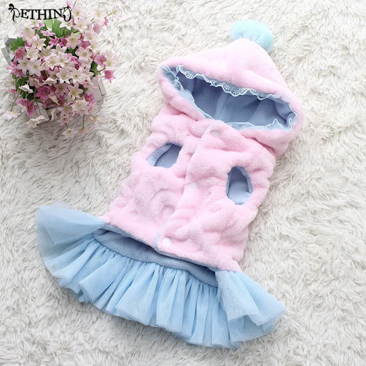 Платье для собак толстая зимняя теплая кружевная юбка принцессы бархатная