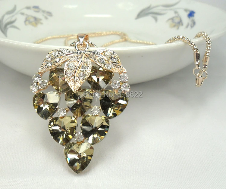 Модное Длинное Ожерелье из золотого сплава со стразами и виноградом для женщин