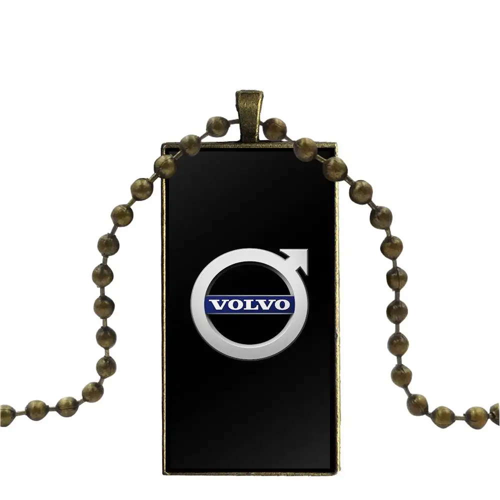 For Women Kids Gift Fashion Glass Cabochon Pendant Rectangle Necklace Choker Jewelry Hot Volvo Car Auto Grill | Украшения и