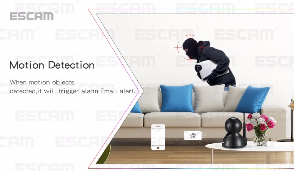 ESCAM QF007 1MP 720P WiFi ИК сигнализация панорамирование/наклон IP камера Поддержка 64G TF карта