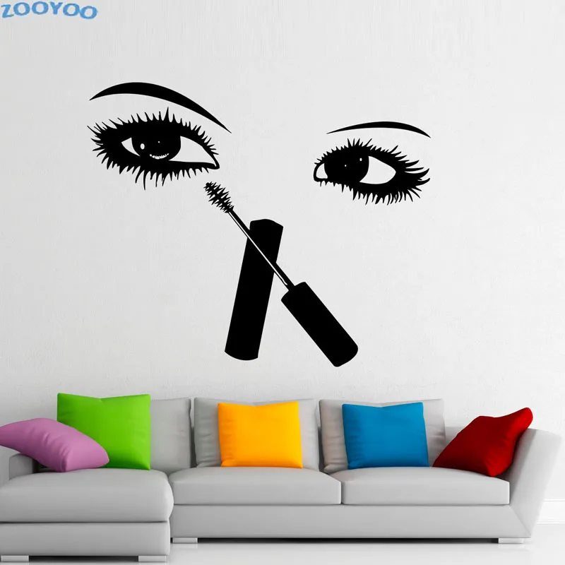 

ZOOYOO Beautiful Eyes Wall Decals Woman Eyelashes Makeup Wall Stickers Home Decor Waterproof Wall Art Murals
