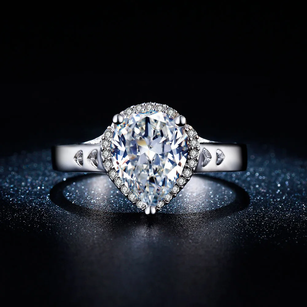 

New Women Engagement Love Ring Gift For Women Silver Color Wedding Lovely Water Drop Luxury Cz Zircon Jewelry New Design Jewelry