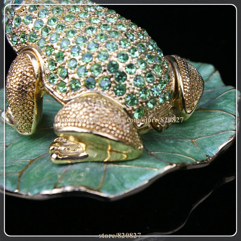 Лягушка на лотоса шкатулка для драгоценностей Коллекционная Хрустальная