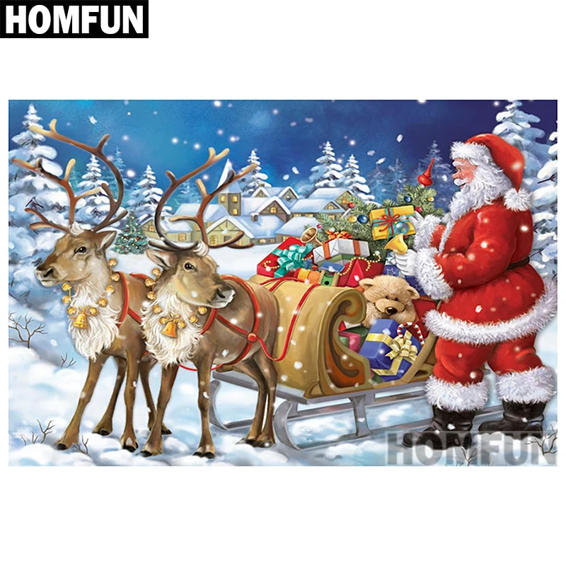 Алмазная 5D Вышивка HOMFUN сделай сам полноформатная картина Рождественский подарок