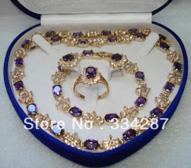 

red/blue/purple zircon earring bracelet ring/necklae