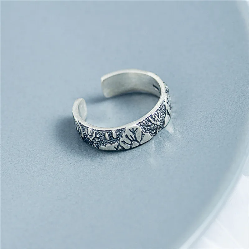 Винтажные кольца унисекс с логотипом дерева 100% Стерлинговое Серебро 925 пробы