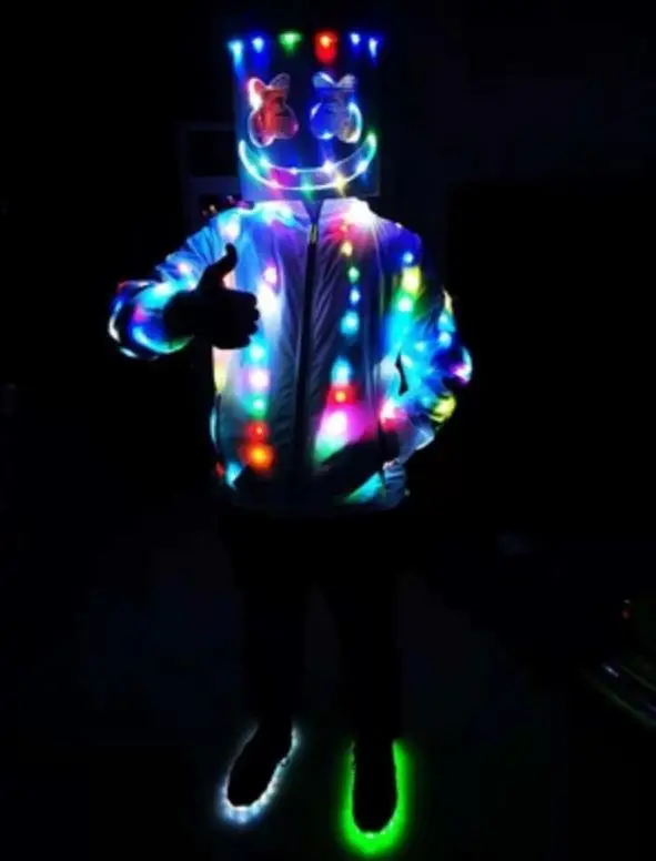 Закрученный сахар Dj Marshmello световой светодиодный маска шлем Косплэй опора для ночного клуба Электрический слог сто DJ Бар вечерние Rave оборудования