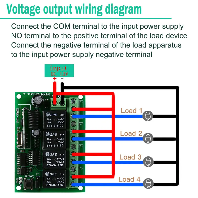 DC12V 433 МГц релейный модуль комплект 4 банды универсальный беспроводной пульт