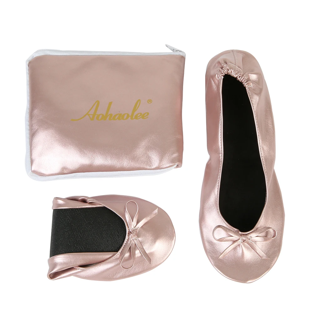 Women Shoes Flats Portable Fold Up Ballerina Flat Shoes Roll Up Foldable Ballet After Party Shoes For Bridal Wedding Party Favor