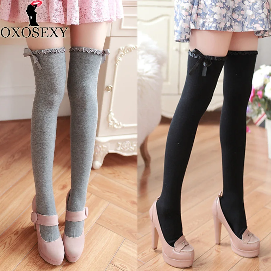 

Гольфы женские осенние, черные, белые, хлопковые, с бантом, чулки сексуальное женское бельё, 050