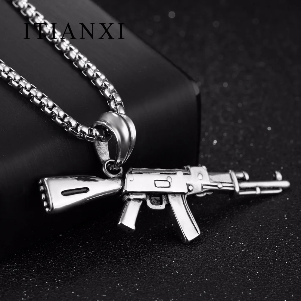 Itianxi личности AK47 пистолет Дизайн Подвески Ожерелья для мужчин человека в стиле