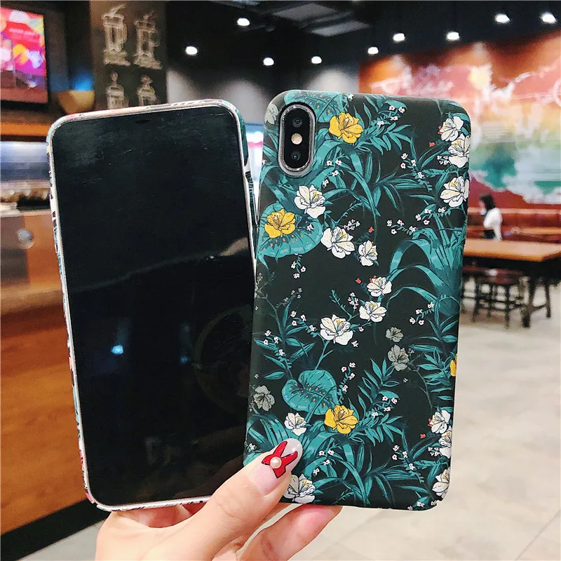 Emboss Scrub Luminous Flower Phone Case For iPhone X XS MAX XR 8 7 6 6S Plus Cases Luxury Matte Retro Hard PC Cover Fundas |