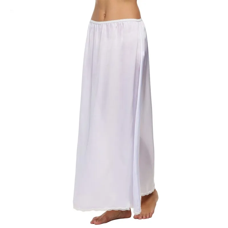 Для женщин Half Slip атласной отделкой Макси Кружева нижняя скольжения летние